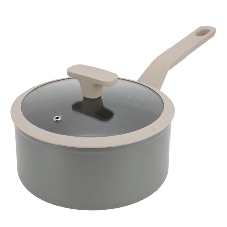 Oster Ambrose 3 Quart Nonstick Aluminum Saucepan with Lid in Matte Grey